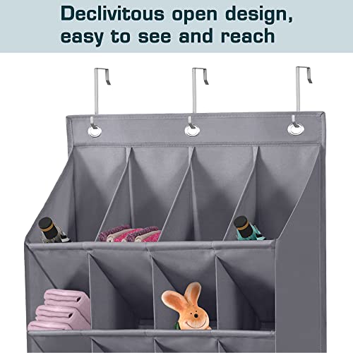 Over the Door Shoe Organizer, 12 Large Pockets, Grey C84622