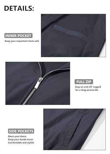 Men's Bomber Jacket Lightweight Full Zip Windbreaker G802405