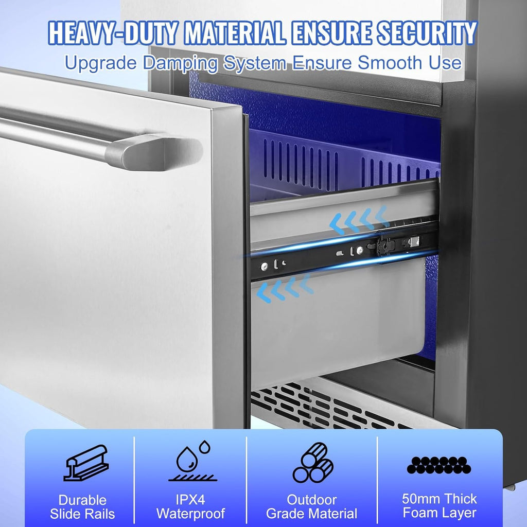 24 inch Undercounter Refrigerator, 2 Drawer, Dual Temperature, 4.87 Cu.ft. E1279