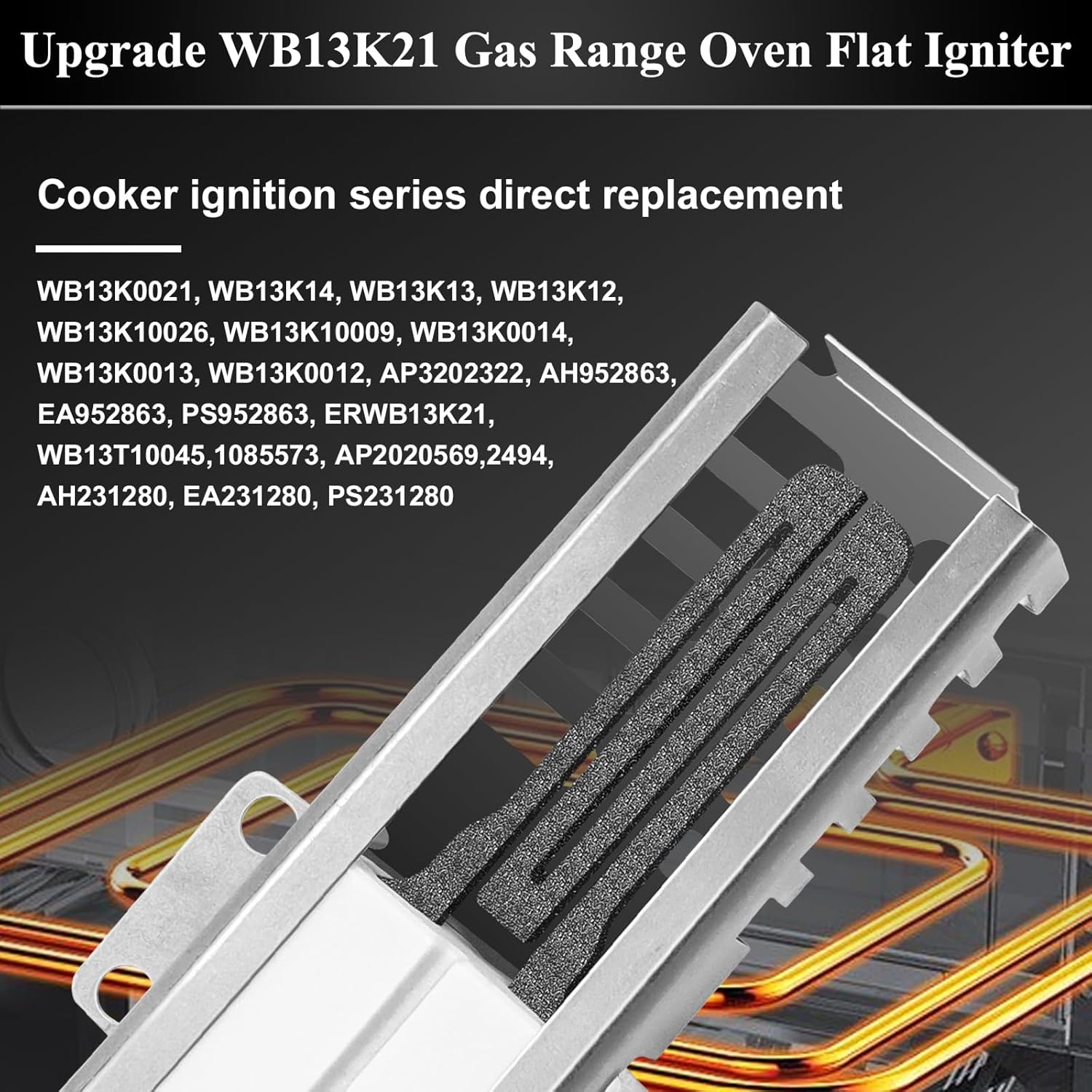 Gas Range Oven Flat Igniter with Connector Plug T301