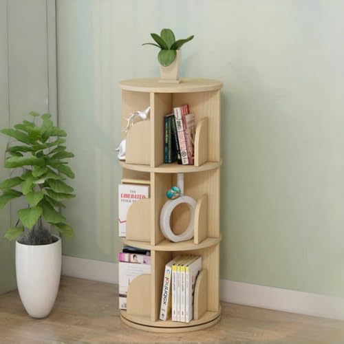 Kids Bookshelf, 2 Tier 360° Rotating Bookcase Organizer V65514