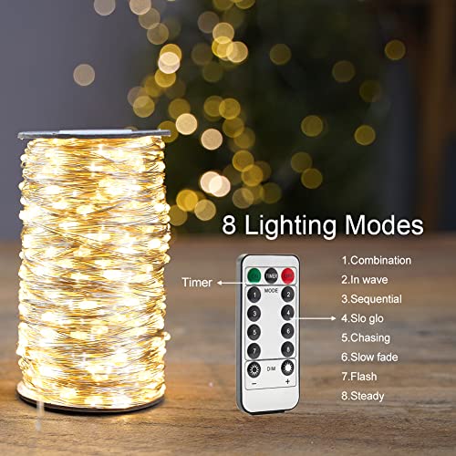 Warm White LED String Lights 66FT Waterproof with Remote Control P126457