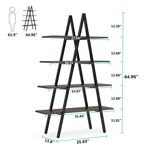 4-Tier A-Shaped Ladder Bookshelf with Open Shelves T590