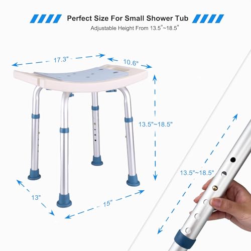 Shower Stool with Heavy Duty Crossbar, Height Adjustable Bath Chair, 500 lbs Capacity H9850