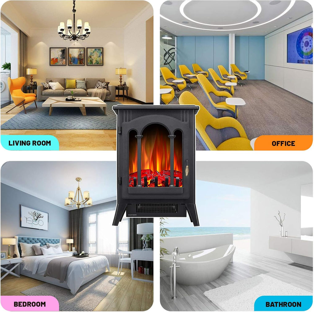 3D Infrared Electric Fireplace Heater, Freestanding, Adjustable Brightness Y15676