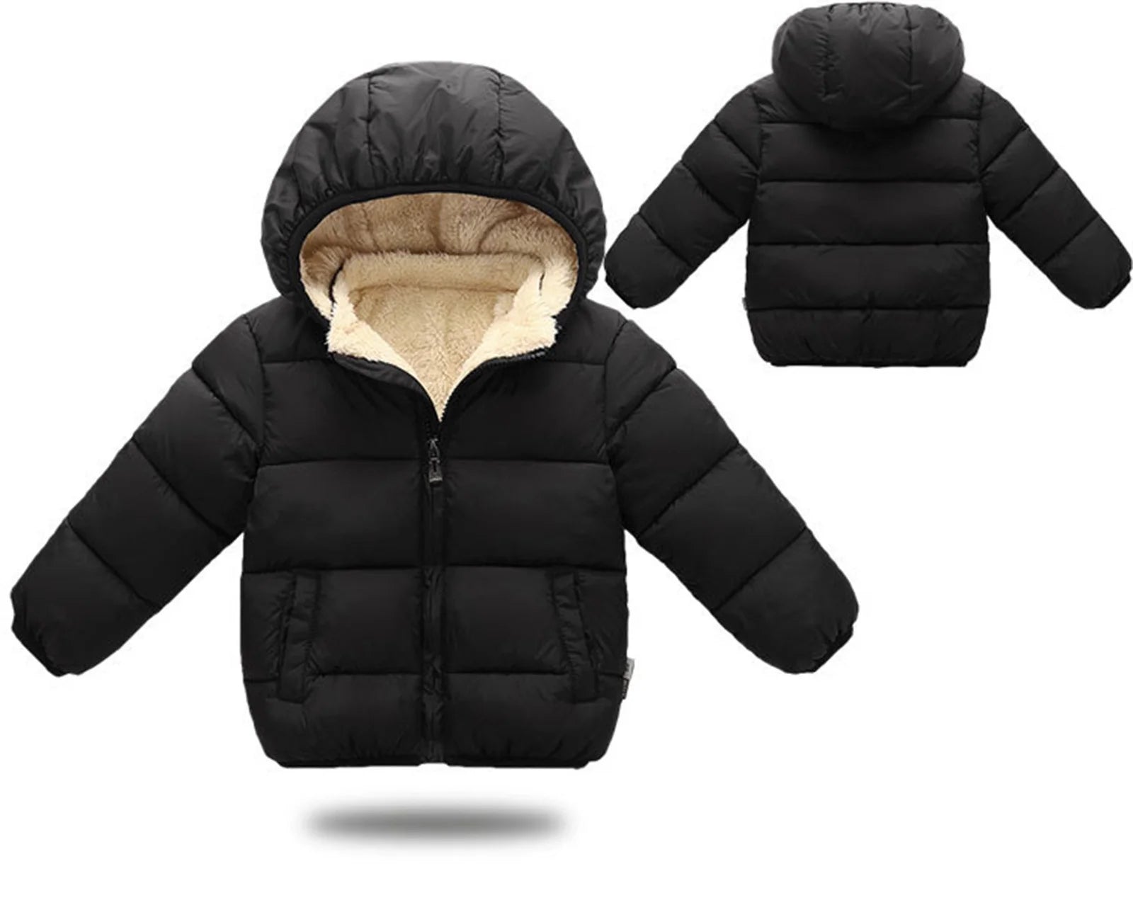 Toddler Boys Girls Solid Winter Hooded Jacket R6587