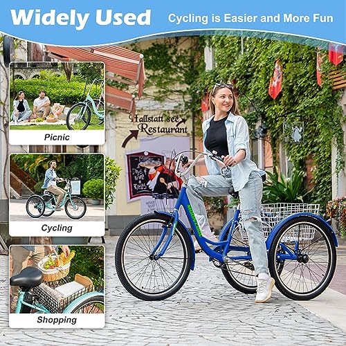 Adult Tricycle 7-Speed Three-Wheel Bike for Seniors J54868