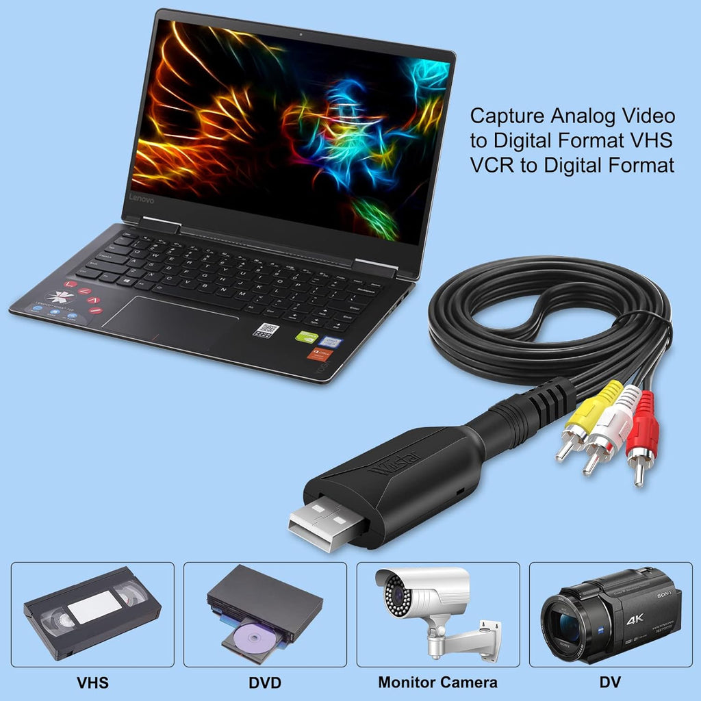 USB Video Capture Card for VHS VCR to Digital Converter E9016