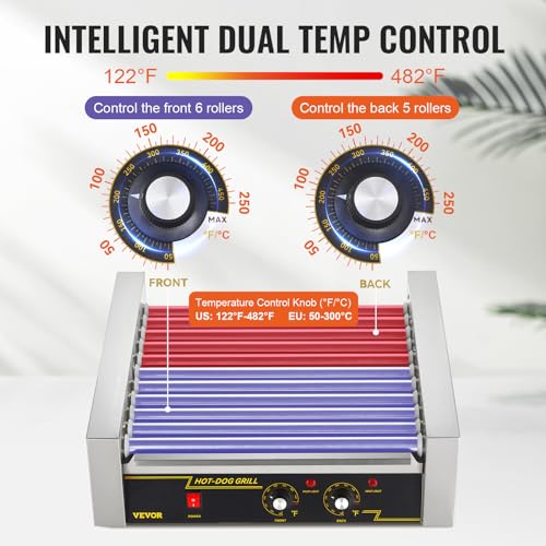 Hot Dog Roller Cooker with Dual Temperature Control, Stainless Steel W27370