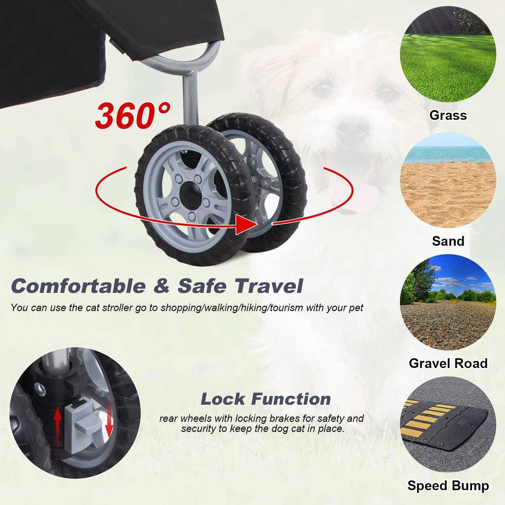 Pet Stroller Cat Dog Travel Folding Carrier F9207