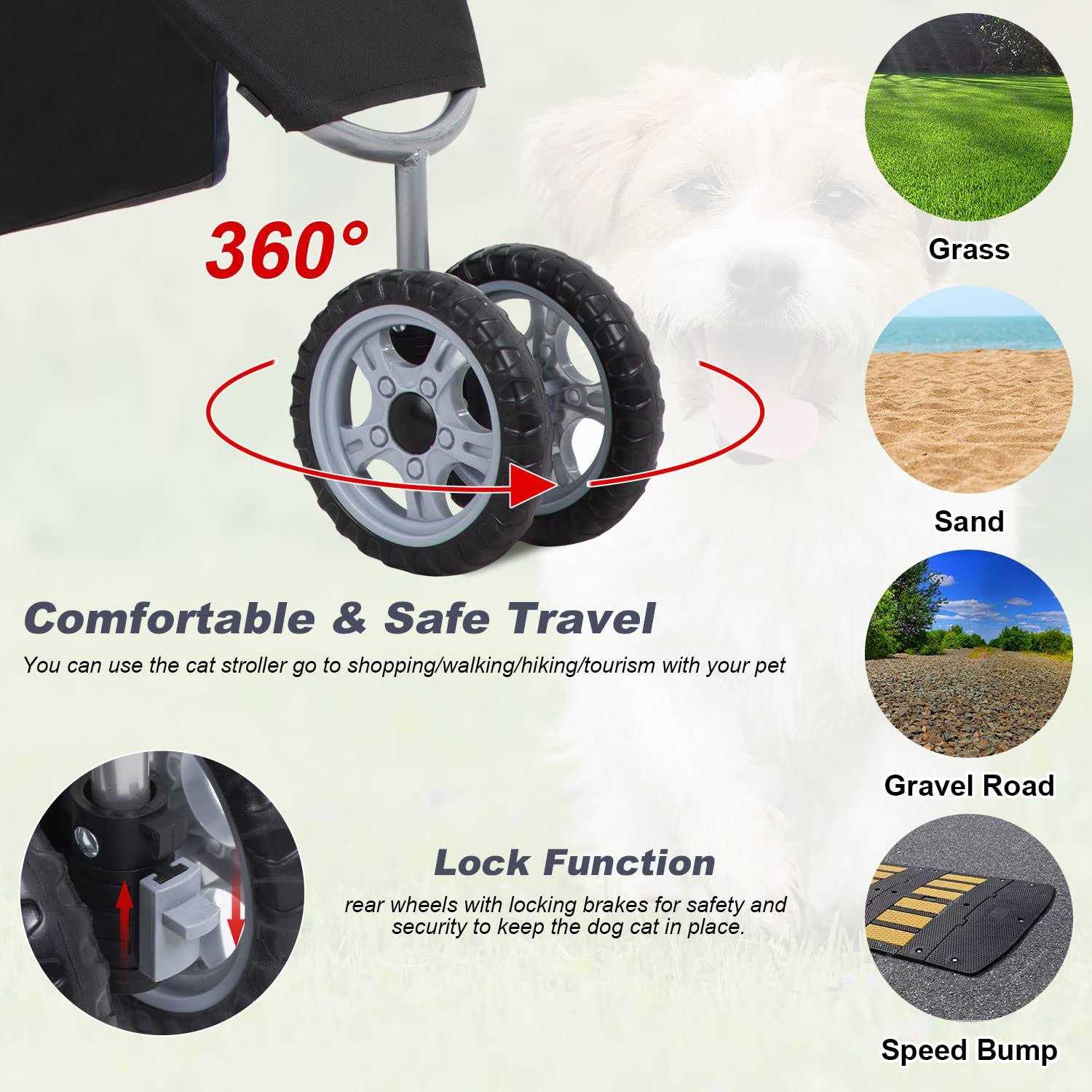 Pet Stroller Cat Dog Travel Folding Carrier F9207