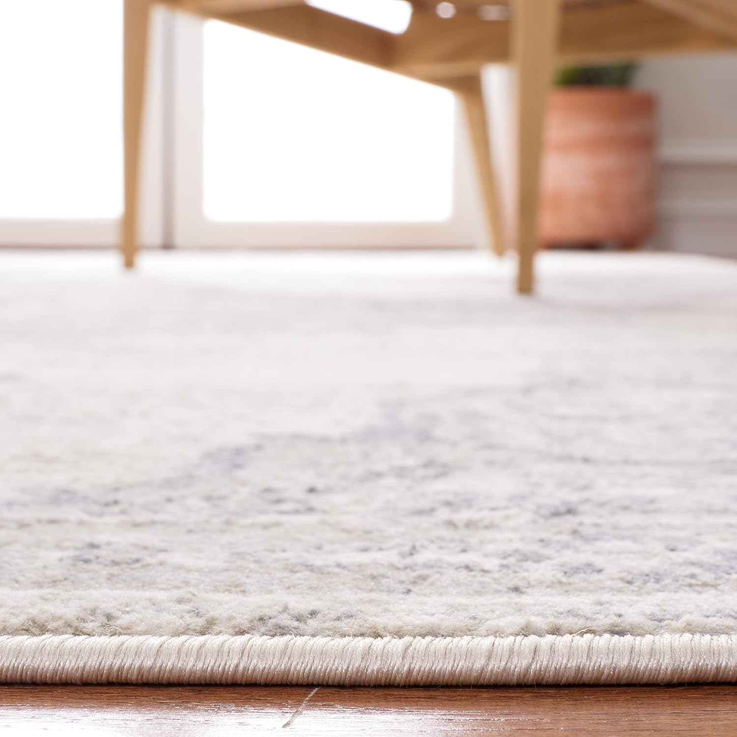 Area Rug 9' x 12' Ivory & Beige Medallion Distressed Design G398207