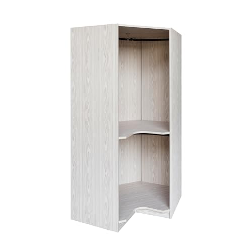 Corner Wardrobe Closet with Hanging Rods, Gray S777