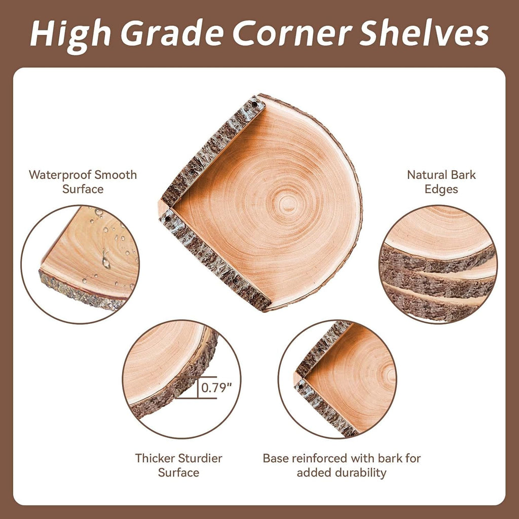 Wall Mounted Wood Corner Floating Shelves 3Pcs for Bedroom Bathroom Living Room J652864