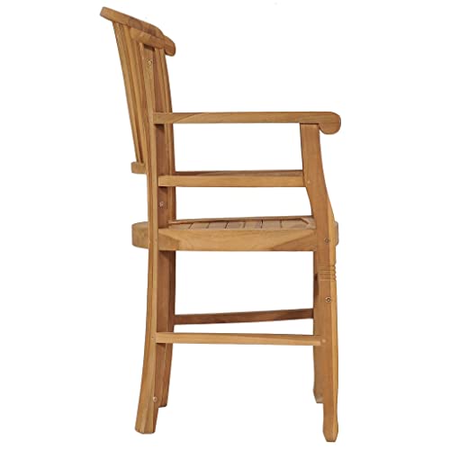 Teak Wood Patio Dining Chairs with Armrests, Set of 2 T477551