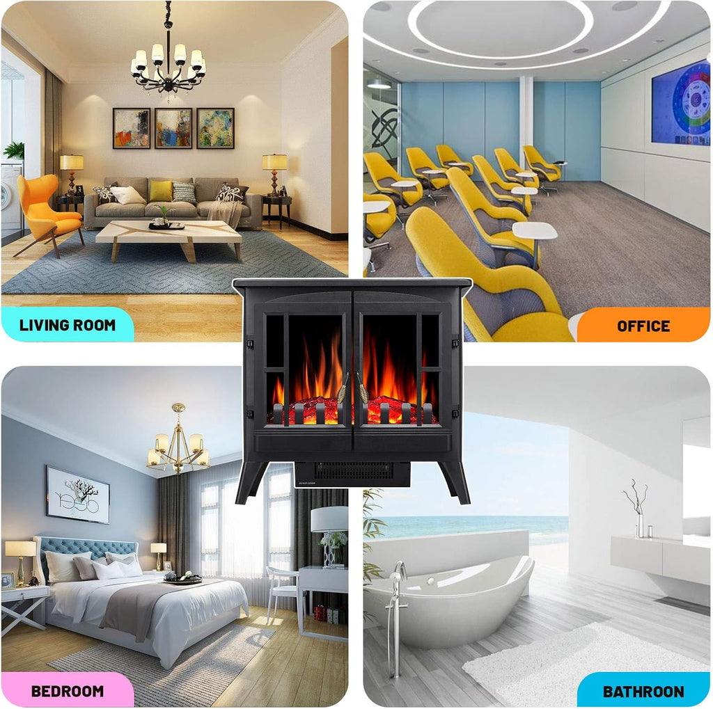 3D Infrared Electric Fireplace Heater, Freestanding, Adjustable Brightness H131481