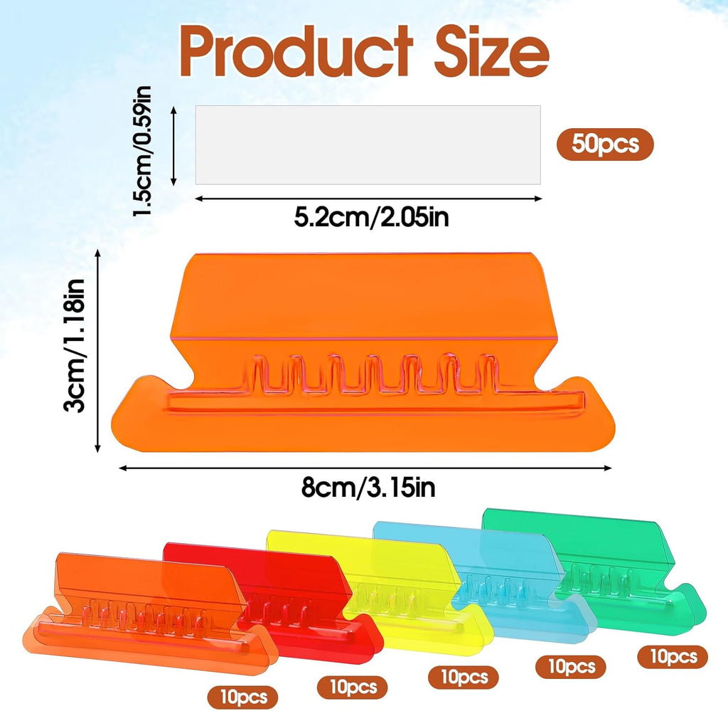 50 Pcs Multicolor File Folder Labels with Plastic Tabs L6352