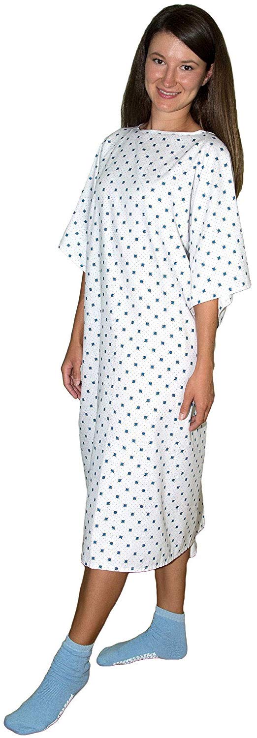 4 Pack - Premium Diamond Print Hospital Gowns/Hospital Patient Gown w/Back Ties