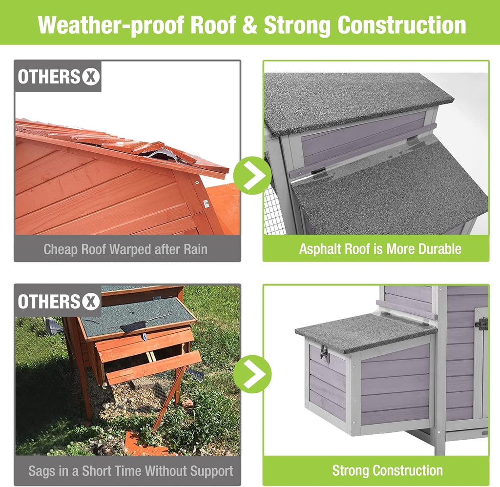 Chicken Coop Outdoor Poultry Cage Wooden Hen House with Nesting Box D132424