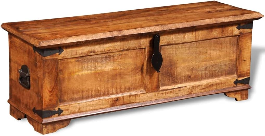 Wooden Storage Chest with Lid, Large Rustic Trunk for Living Room and Bedroom R585529