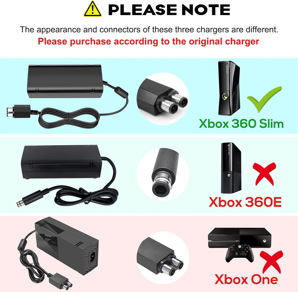 Xbox 360 Slim Power Supply AC Adapter Cord F462091