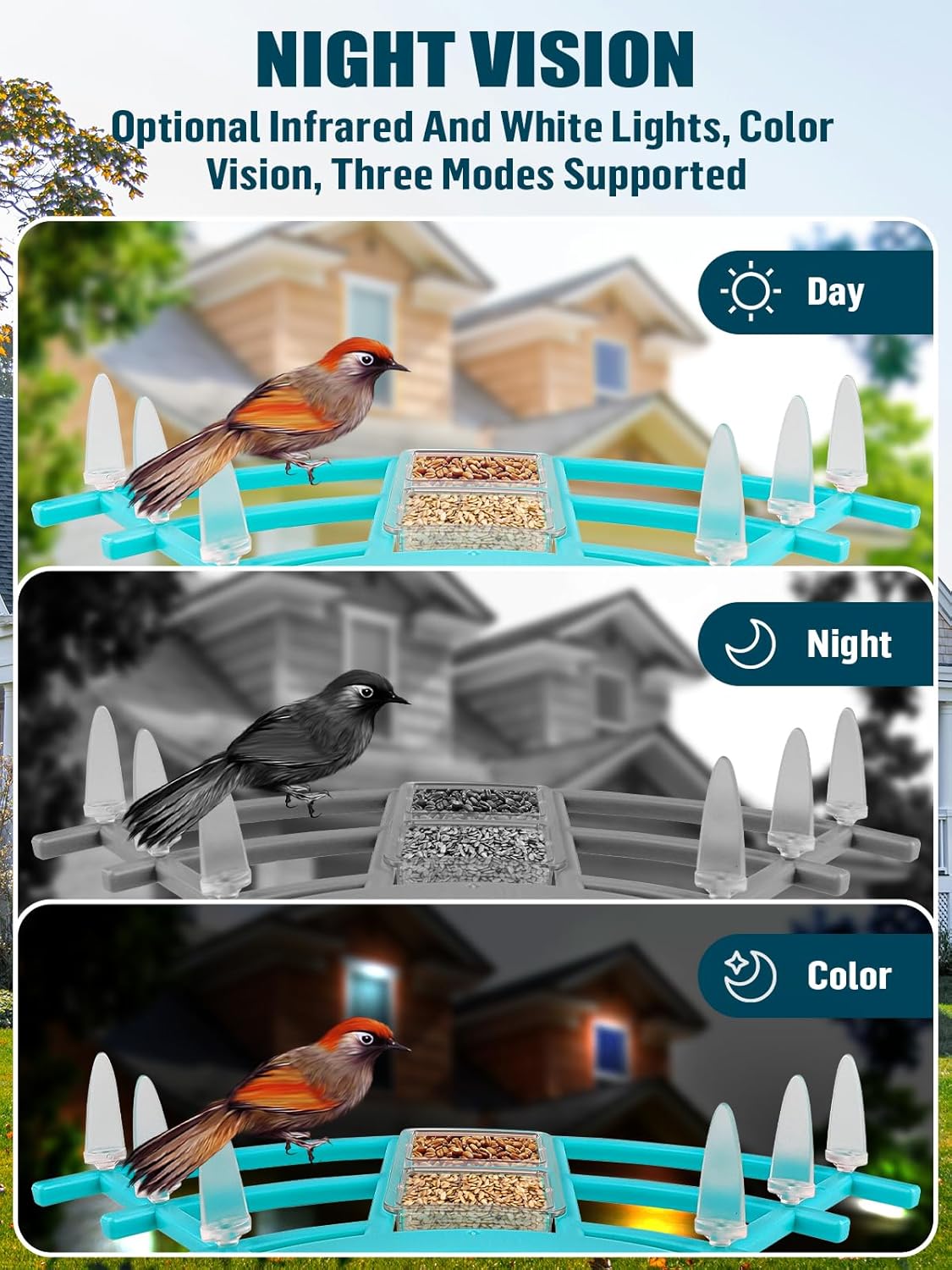 Smart Bird Feeder with Camera, Solar Powered Dual Charge, 1080P HD Video G11942