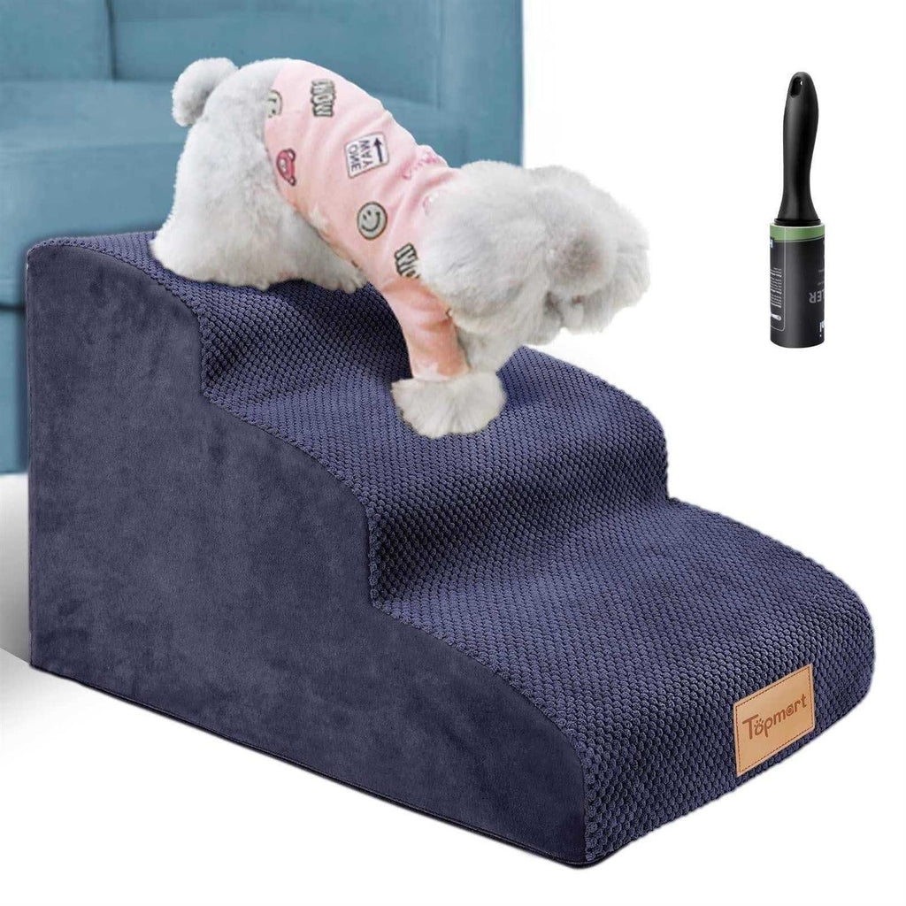 Topmart 3 Tiers Foam Dog Ramps/Steps,Non-Slip Dog Steps,Extra Wide Deep Dog Stairs,High Density Foam Pet Stairs/Ladder,Best for Older Dogs,Cats - Pet Supplies online store