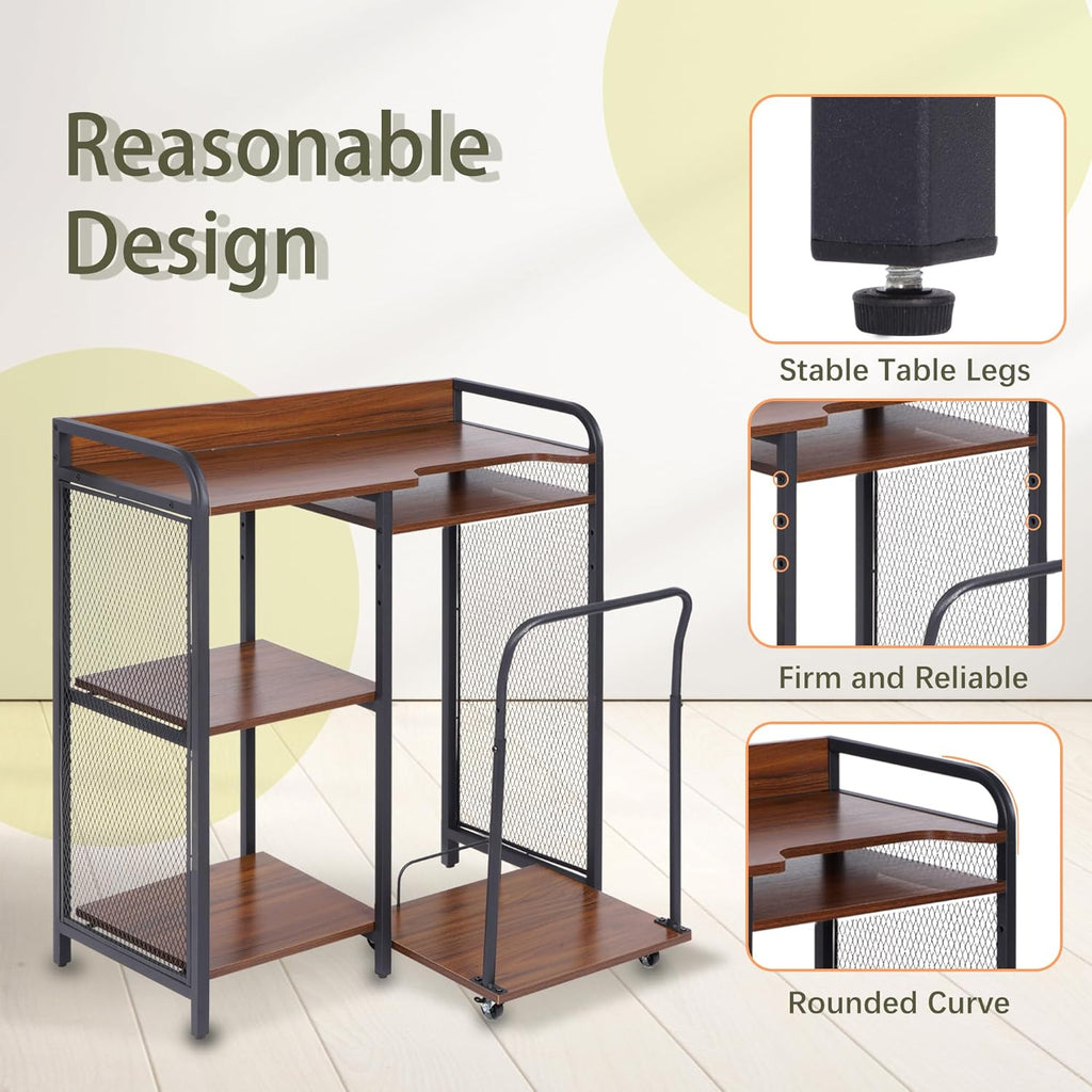 Printer Stand with Storage, 3 Tier Adjustable Rack for Home Office D7263