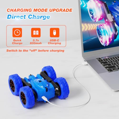 Remote Control Car with LED Lights, 360° Rotating Stunt Toy for Kids Q927552