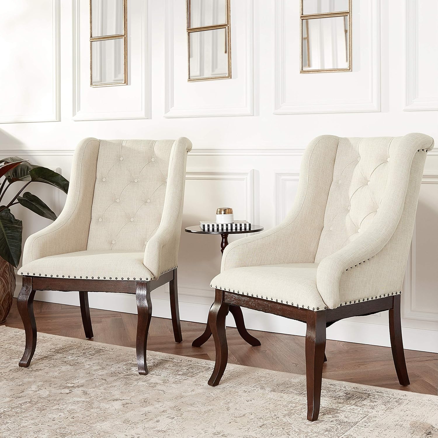Arm Chairs with Button Tufting and Nailhead Trim, Set of 2 I6145