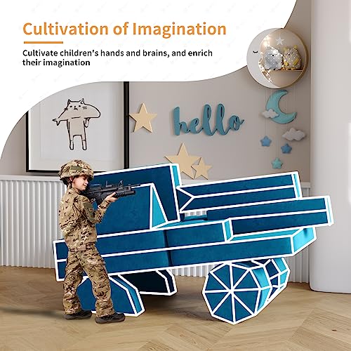 Modular Kids Play Couch with 2 Ottomans, Blueberry Z5281
