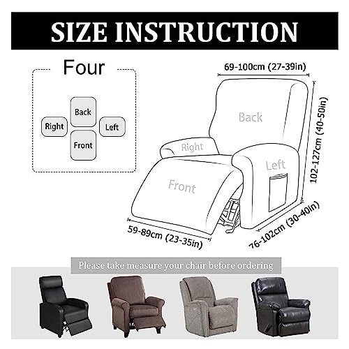 Recliner Slipcover with Side Pocket, Anti-Slip Elastic Furniture Protector B7194