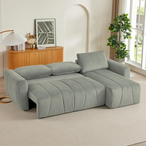 Modular Sectional Sleeper Sofa with Storage, Convertible L-Shape Couch, Light Grey Z72959