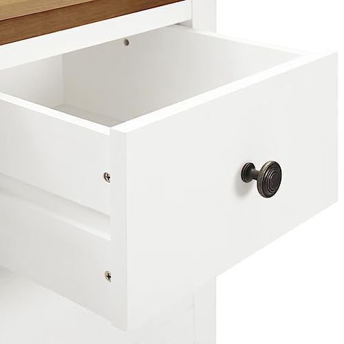 Solid Oak Wood Wardrobe with Hanging Rod and Drawers N672551