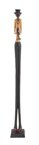 Polystone Musician Decorative Sculpture Tall Long Legged Jazz Band Home Decor Statues with Black Base Stand, Set of 4 Accent Figurines B370