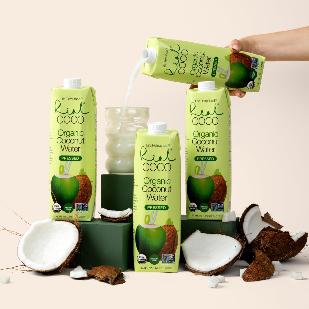 Organic Pressed Coconut Water 6-Pack 1L, No Sugar Added H244662