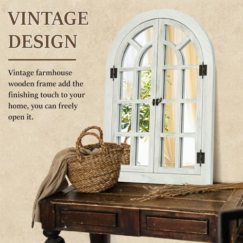 Arched Wall Mirror Wood Frame for Bedroom Living Room P83646