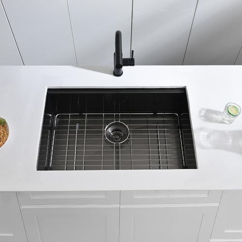 30 Inch Undermount Workstation Kitchen Sink, Matte Black Stainless Steel, Single Bowl G221408