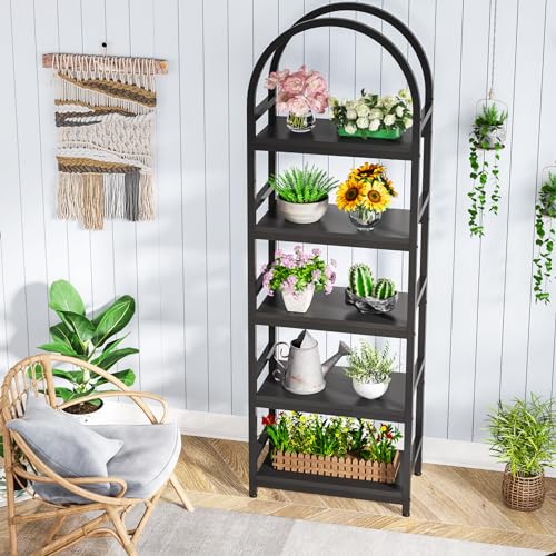 4-Tier Open Bookshelf, 71" Modern Arched Bookcase with Metal Frame Y3775