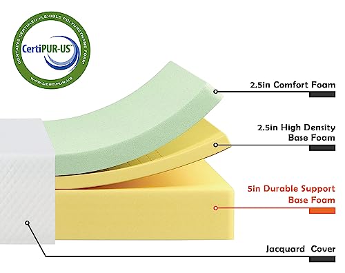 Gel Memory Foam Queen Mattress, 5 Inch Cooling Mattress Pad, Bed-in-a-Box A437343