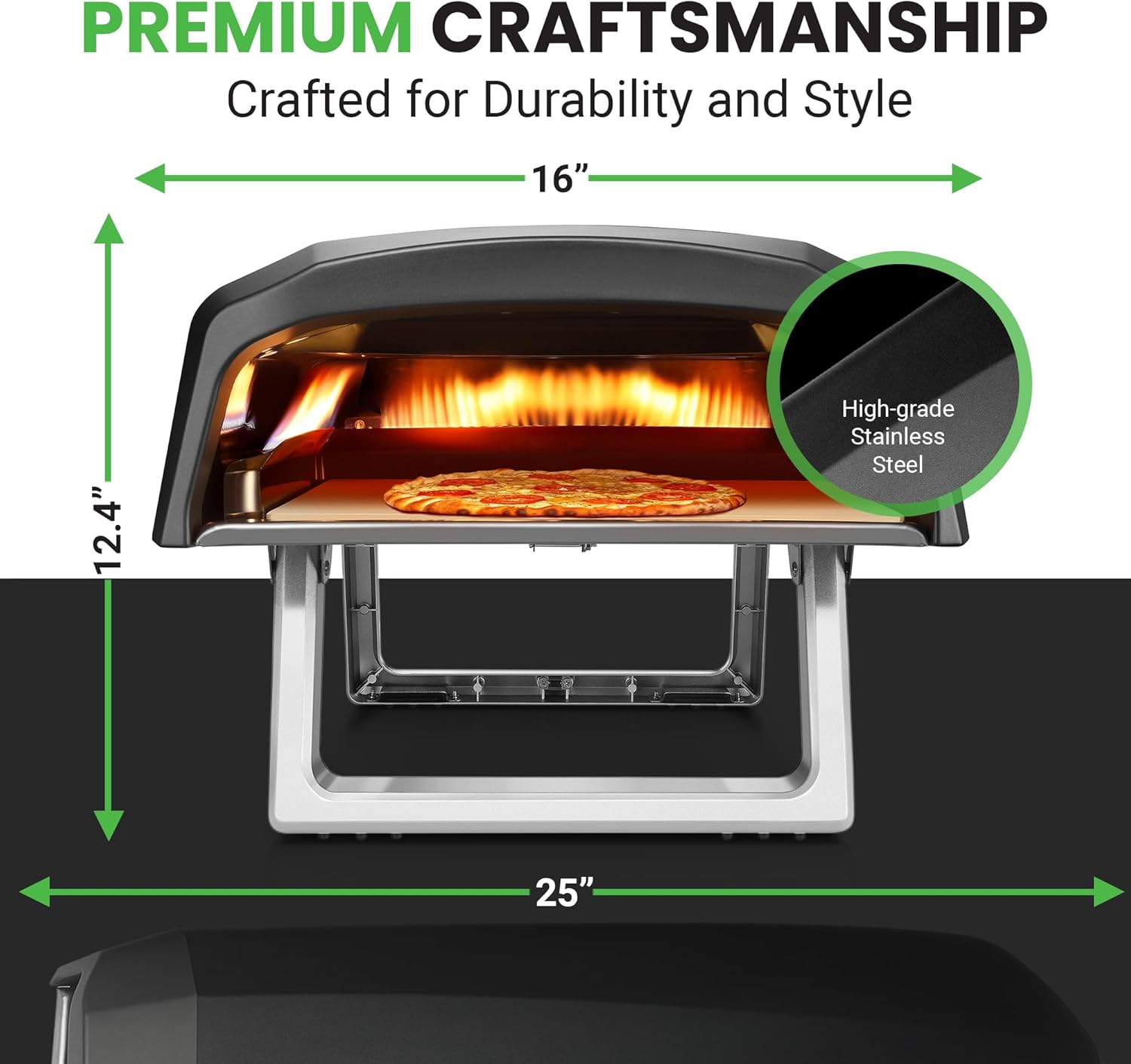 Portable Outdoor Gas Pizza Oven with Foldable Feet and Adjustable Heat Control K60432