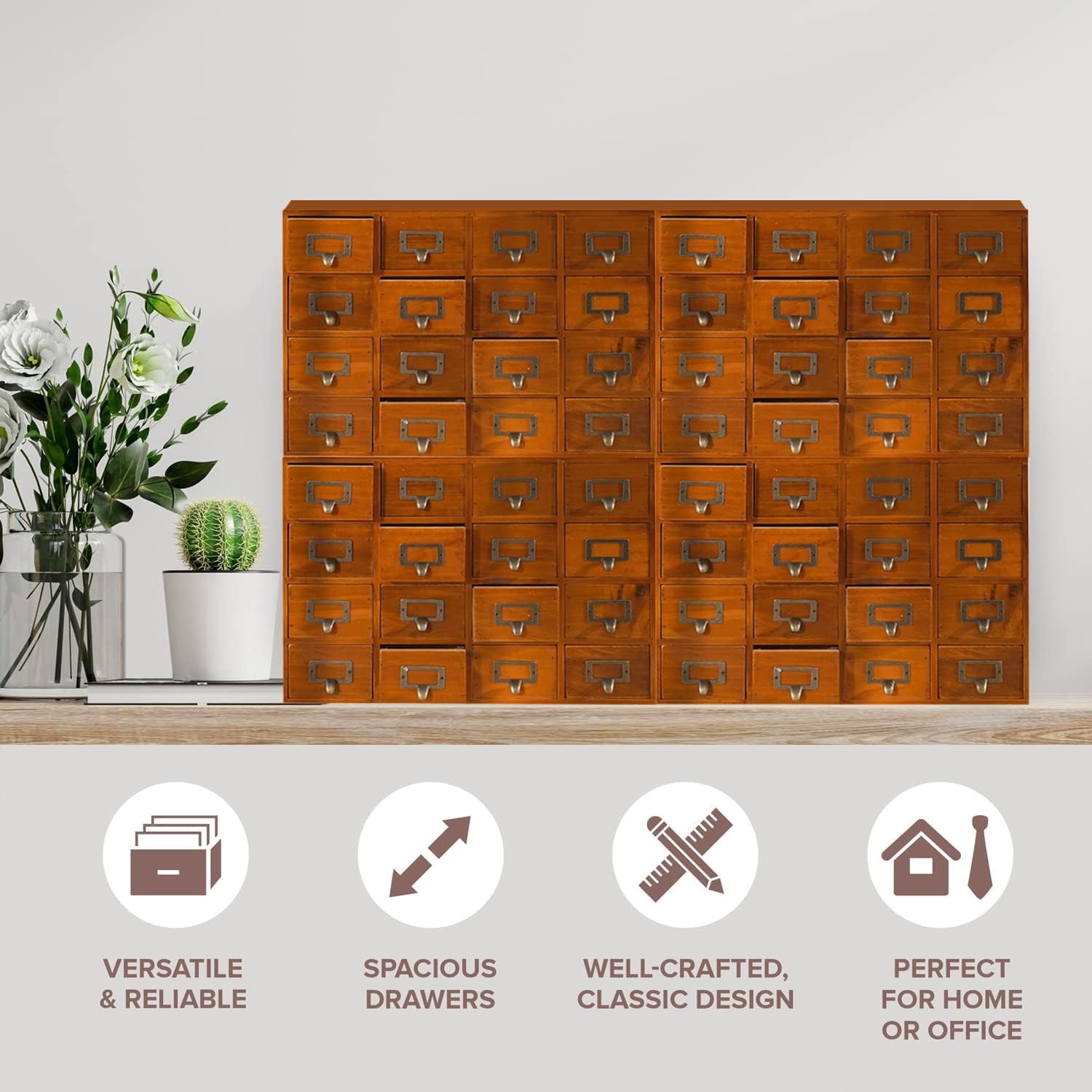 64-Drawer Wooden Storage Cabinet with Label Holders B174839