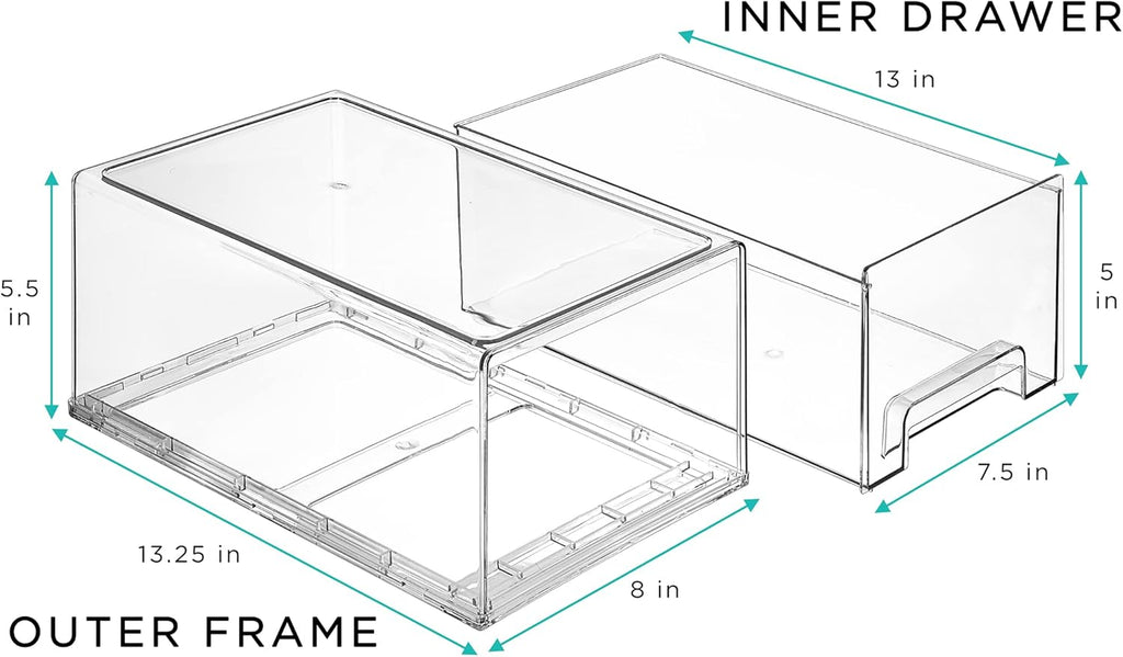 Kitchen Organization Bundle with 2 Pull Out Fridge Drawers and 2 Stackable Fridge Bins B695907