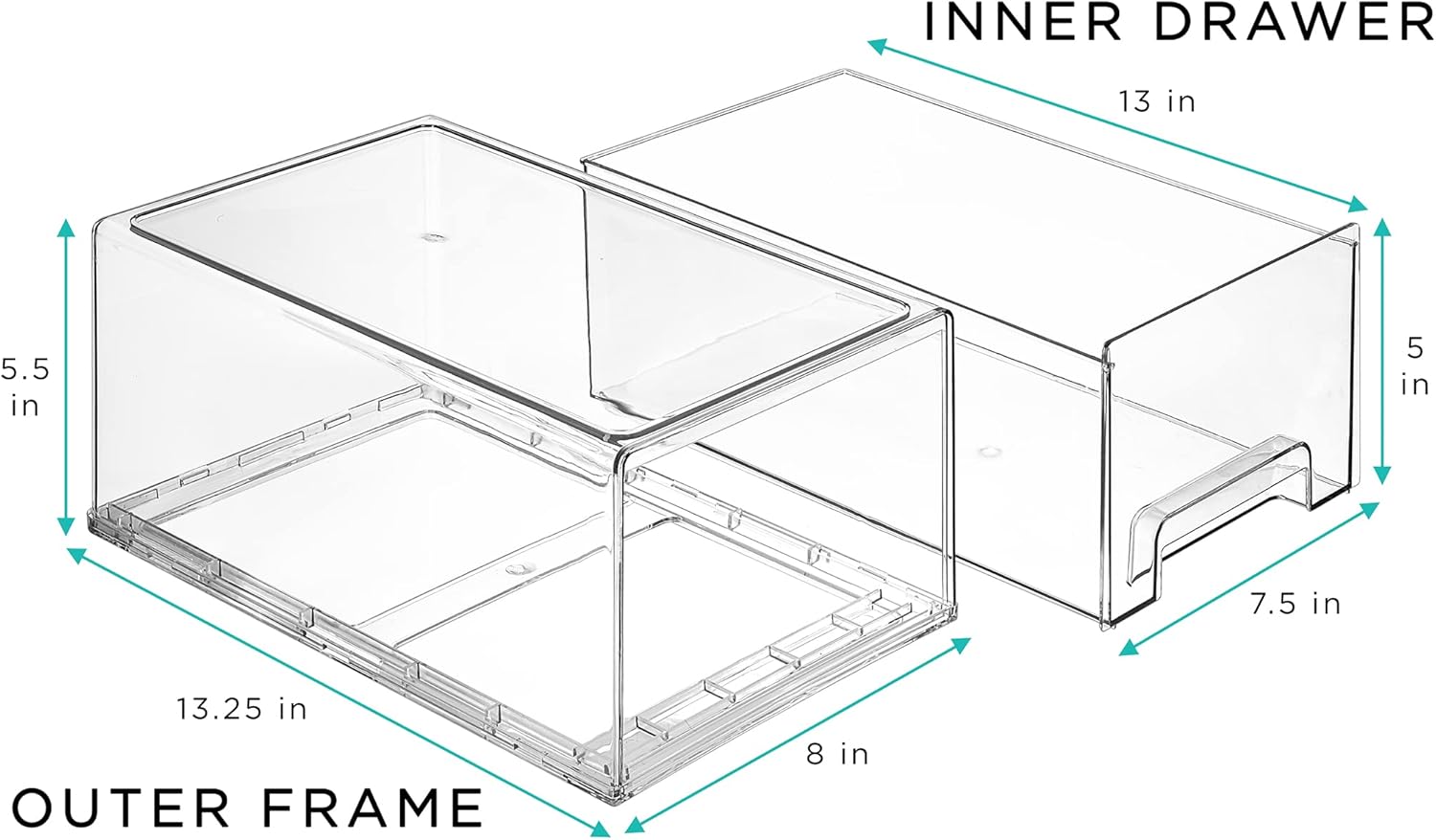 Kitchen Organization Bundle with 2 Pull Out Fridge Drawers and 2 Stackable Fridge Bins B695907