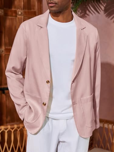 Men's Casual Linen Blazer Suit Jacket Two Button Slim Fit C696
