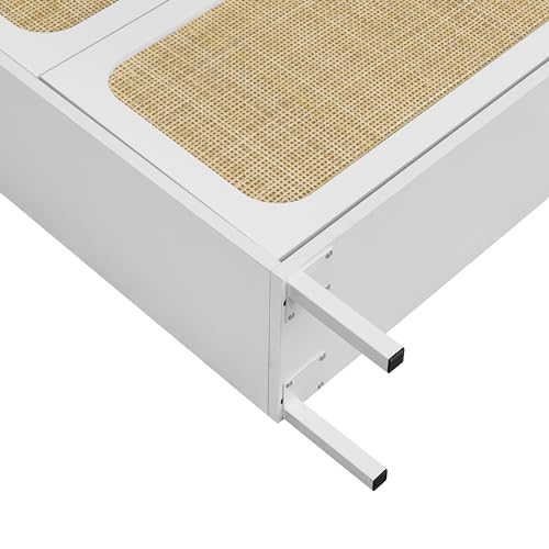 Natural Rattan Narrow Shoe Storage Cabinet with 3 Flip Drawers F32089