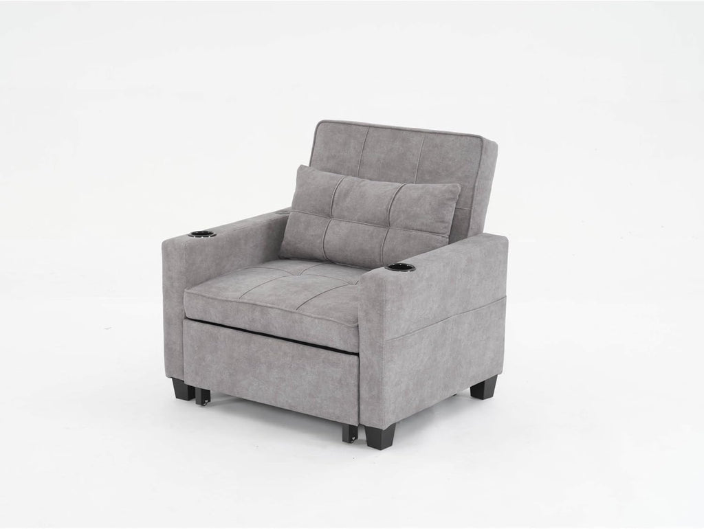 Convertible Chair Bed 3-in-1 Sleeper with USB Ports, Light Grey V2352