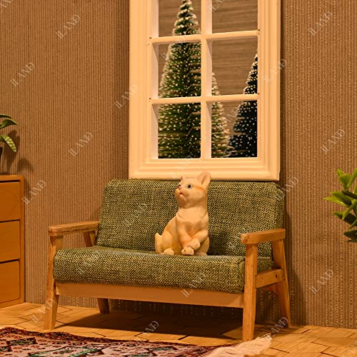 Dollhouse Couch and Miniature Sofa Set with Cushions, 1/12 Scale D751326