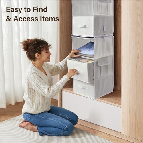 6-Shelf Hanging Closet Organizer with 3 Removable Drawers G6907
