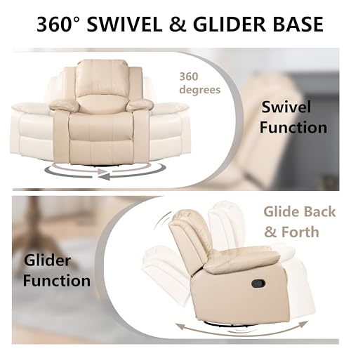 Swivel Recliner Chair with Adjustable Footrest, Beige B709